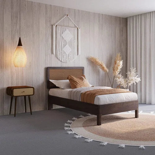Anspach Solid Wood Platform Bed with Headboard