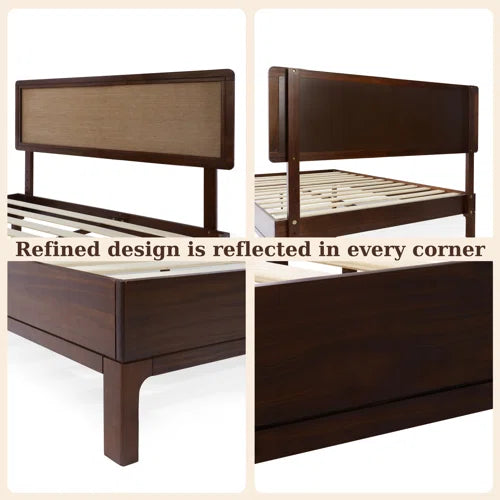 Anspach Solid Wood Platform Bed with Headboard