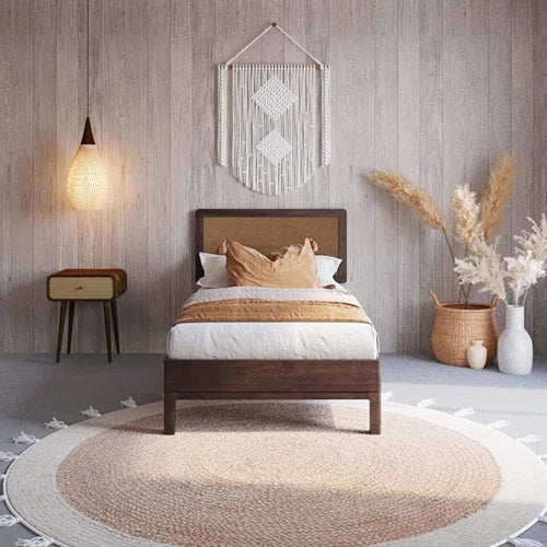 Anspach Solid Wood Platform Bed with Headboard